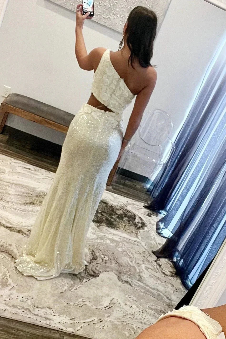 Gracelyn |Sheath One Shoulder Sequins Prom Dress with 3D Appliques - Image 2