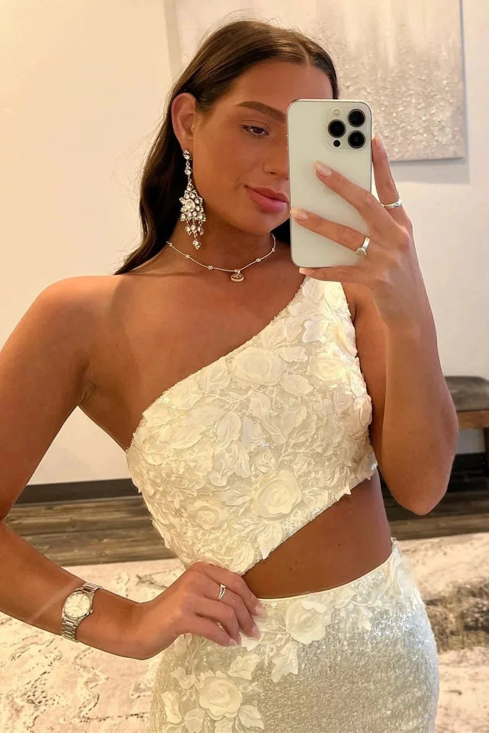 Gracelyn |Sheath One Shoulder Sequins Prom Dress with 3D Appliques - Image 3