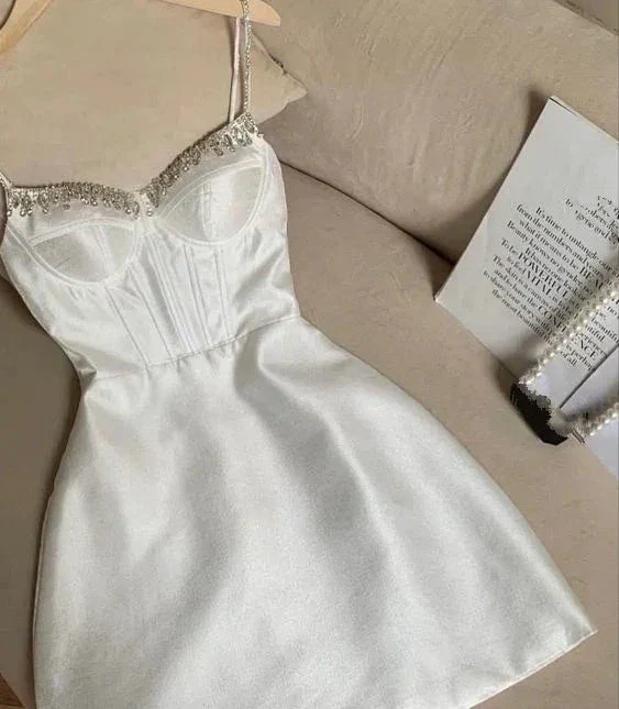 White Short Homecoming Dress Party Dresses Y4431 - Image 2