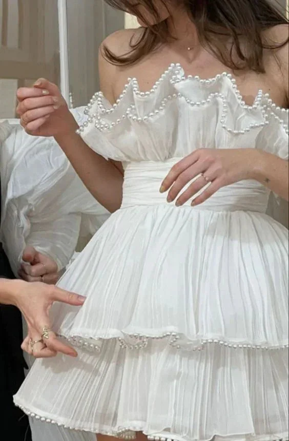 White Short Party Dress Homecoming Dress Y5971 - Image 2