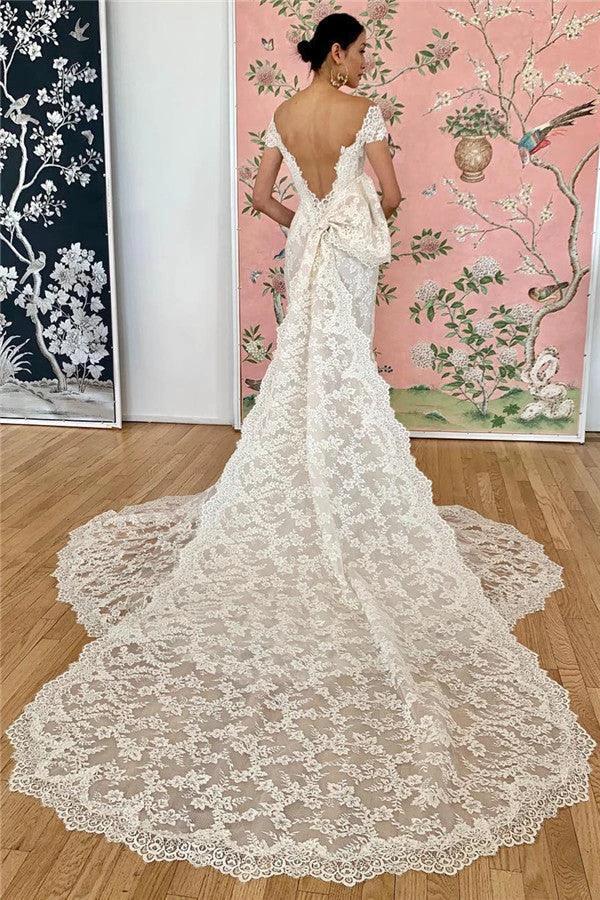 Mermaid Lace Off-the-Shoulder Formal Dresses Backless Bridal Wears - Image 2