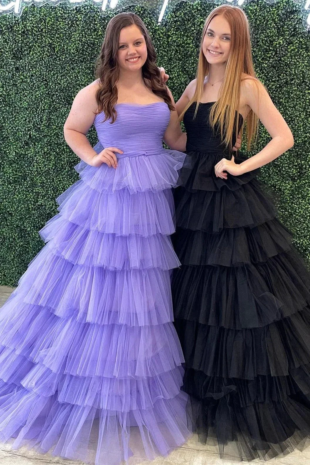 Daleyza |A-Line Strapless Tiered Tulle Prom Dress with Ruffles - Image 3