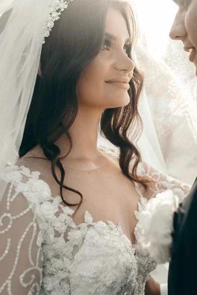 White Sweetheart A-line Long Sleeves Wedding Dress With Lace - Image 3