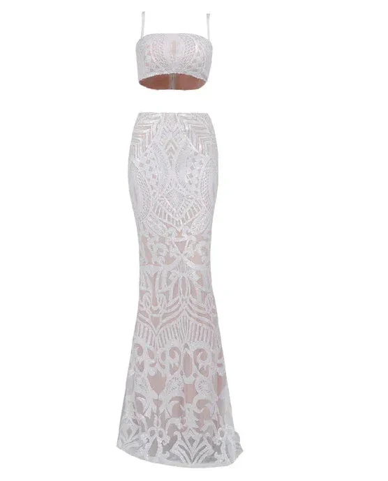 White Two Pieces Mermaid Wedding Dress Sexy Beach Wedding Dress Y1386 - Image 3