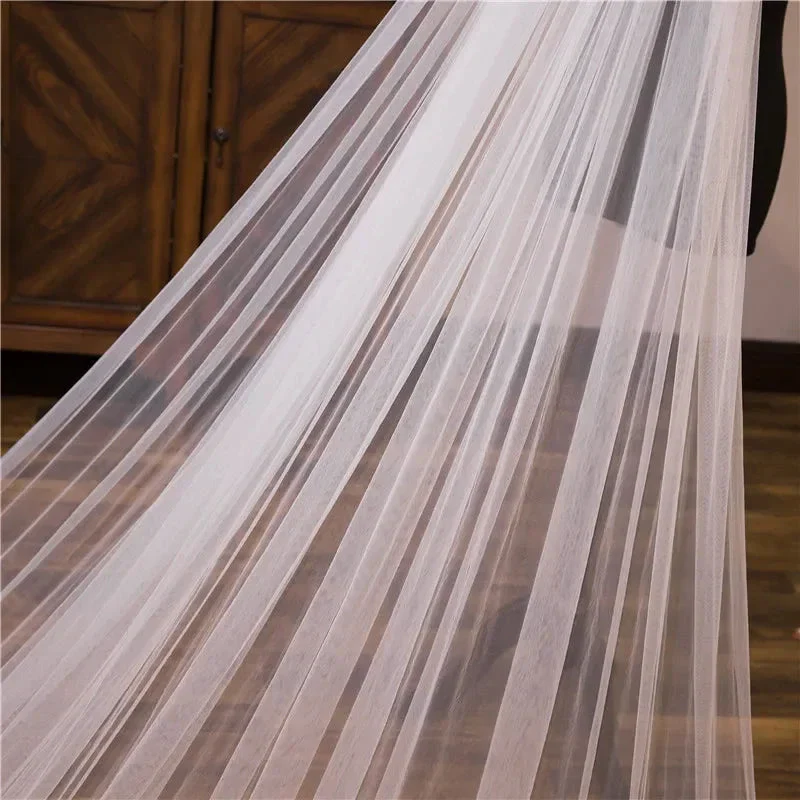 Wholesale white Ivory 3*3 Meter Cathedral wedding veils Lace Appliques Bridal veil - Image 4