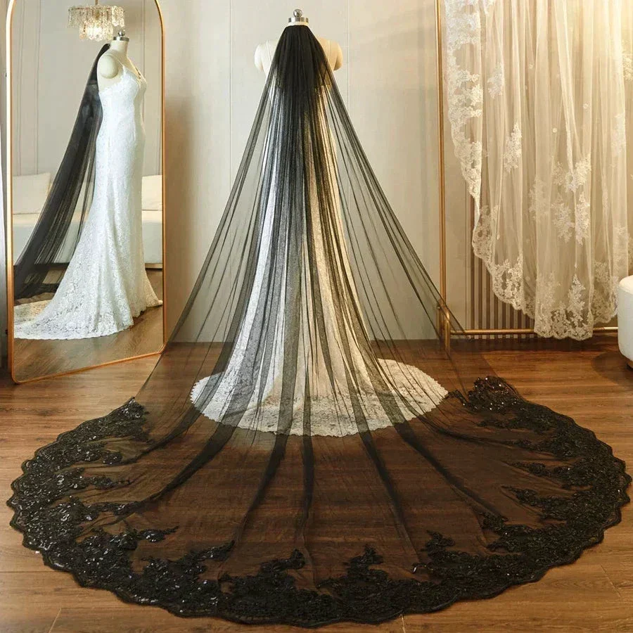 Wholesale white Ivory 3*3 Meter Cathedral wedding veils Lace Appliques Bridal veil - Image 7