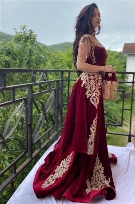 Wine red evening dresses long | Velvet evening wear - Image 2