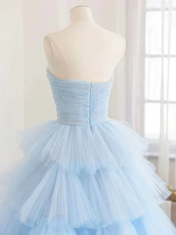 Winter Blue Tulle Long Prom Dress, Blue Layered Tulle Evening Dress Y393 - Image 3