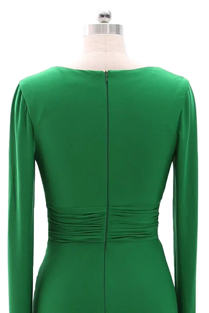 Women Long Mother of Bride Dresses Long Sleeve V Neck Evening Dress Y785 - Image 4