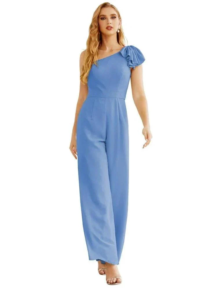 Women's One Shoulder Chiffon Long Jumpsuit Formal Evening Dress Long Bridesmaid Dresses Pants Wedding Party SEA28034 - Image 10