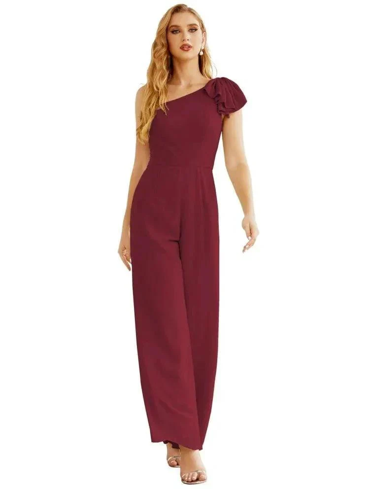 Women's One Shoulder Chiffon Long Jumpsuit Formal Evening Dress Long Bridesmaid Dresses Pants Wedding Party SEA28034 - Image 12