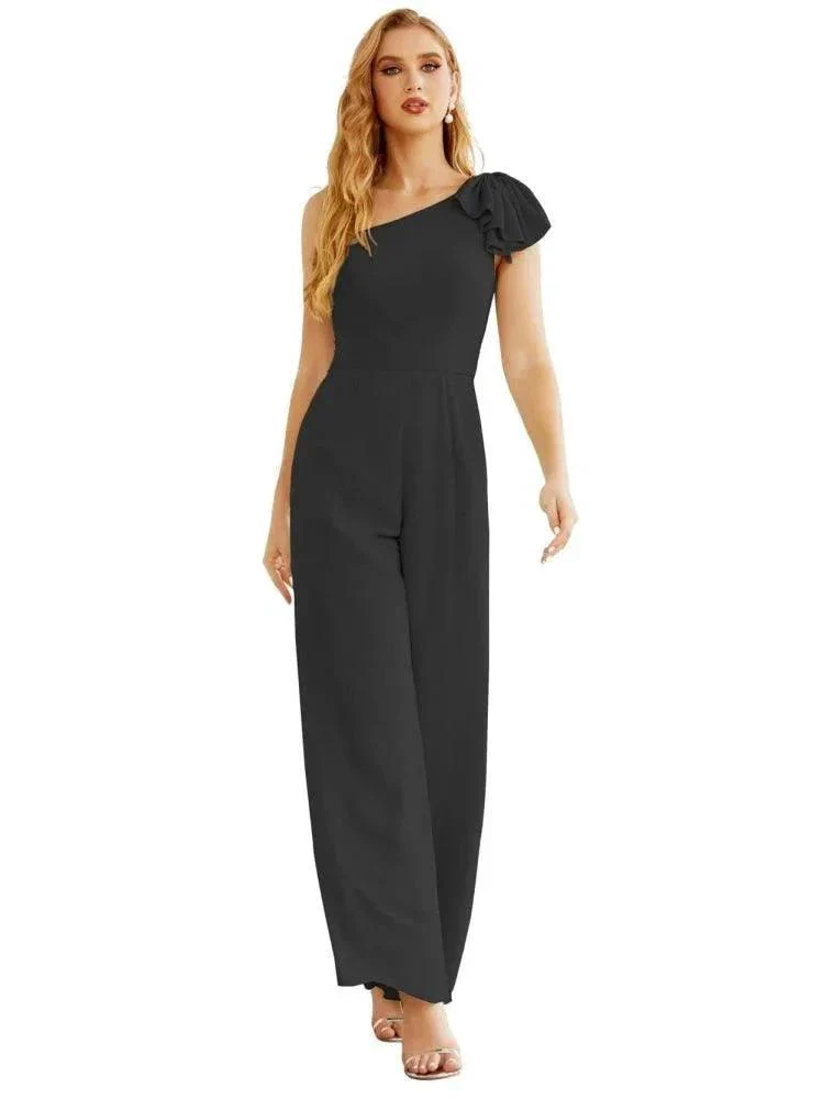 Women's One Shoulder Chiffon Long Jumpsuit Formal Evening Dress Long Bridesmaid Dresses Pants Wedding Party SEA28034 - Image 15