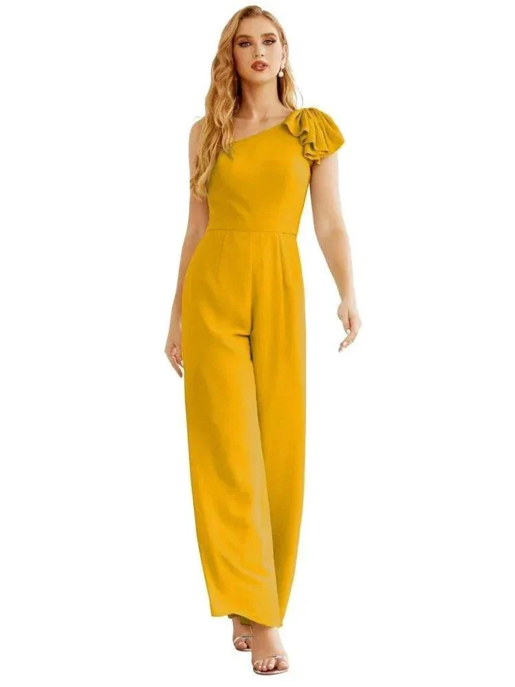 Women's One Shoulder Chiffon Long Jumpsuit Formal Evening Dress Long Bridesmaid Dresses Pants Wedding Party SEA28034 - Image 2