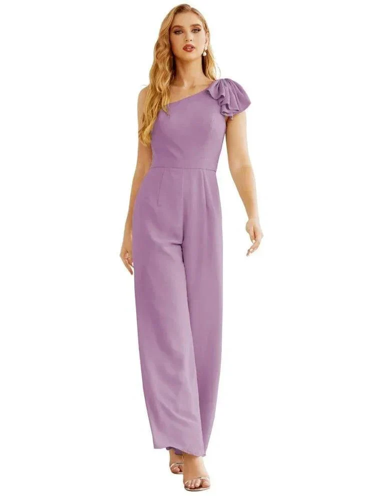 Women's One Shoulder Chiffon Long Jumpsuit Formal Evening Dress Long Bridesmaid Dresses Pants Wedding Party SEA28034 - Image 22