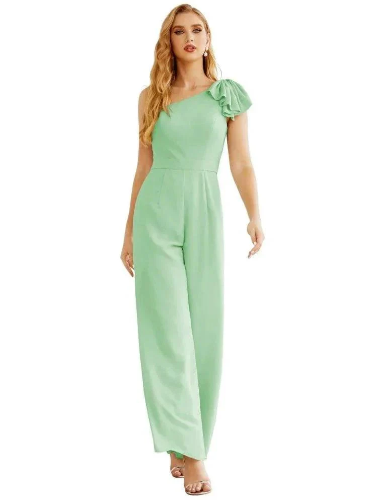 Women's One Shoulder Chiffon Long Jumpsuit Formal Evening Dress Long Bridesmaid Dresses Pants Wedding Party SEA28034 - Image 23