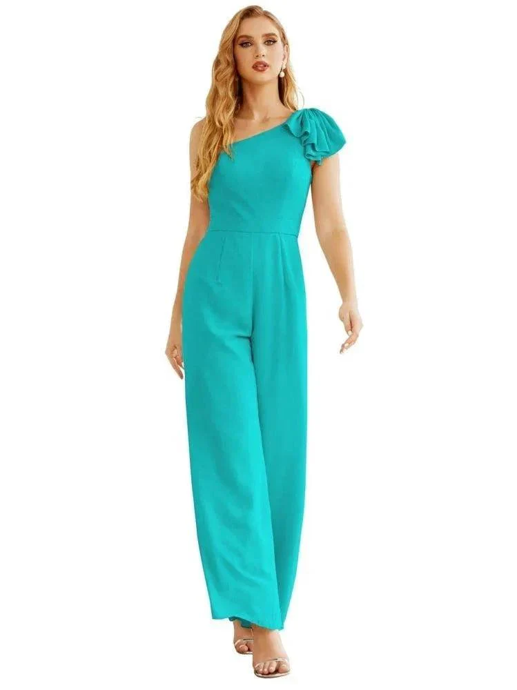 Women's One Shoulder Chiffon Long Jumpsuit Formal Evening Dress Long Bridesmaid Dresses Pants Wedding Party SEA28034 - Image 24