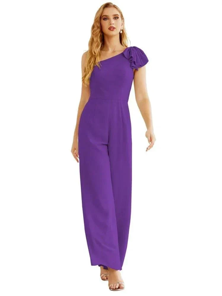 Women's One Shoulder Chiffon Long Jumpsuit Formal Evening Dress Long Bridesmaid Dresses Pants Wedding Party SEA28034 - Image 29