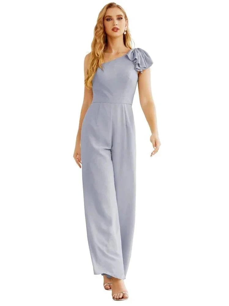 Women's One Shoulder Chiffon Long Jumpsuit Formal Evening Dress Long Bridesmaid Dresses Pants Wedding Party SEA28034 - Image 3