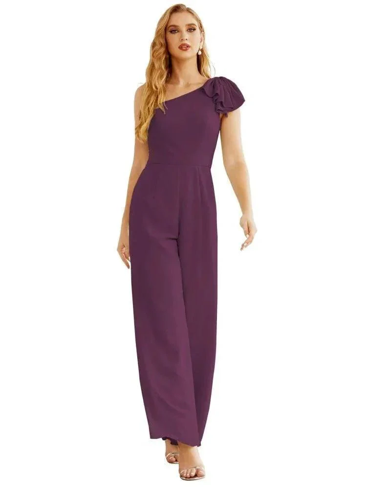 Women's One Shoulder Chiffon Long Jumpsuit Formal Evening Dress Long Bridesmaid Dresses Pants Wedding Party SEA28034 - Image 32