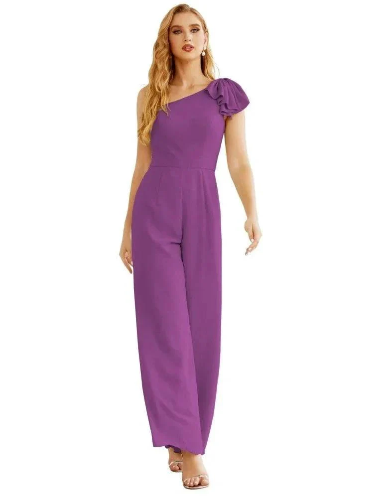 Women's One Shoulder Chiffon Long Jumpsuit Formal Evening Dress Long Bridesmaid Dresses Pants Wedding Party SEA28034 - Image 37