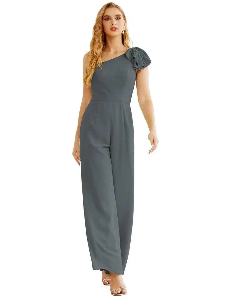 Women's One Shoulder Chiffon Long Jumpsuit Formal Evening Dress Long Bridesmaid Dresses Pants Wedding Party SEA28034 - Image 39