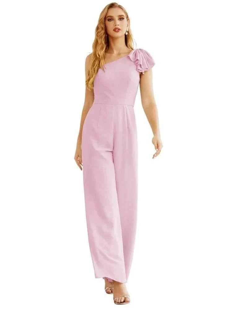 Women's One Shoulder Chiffon Long Jumpsuit Formal Evening Dress Long Bridesmaid Dresses Pants Wedding Party SEA28034 - Image 40