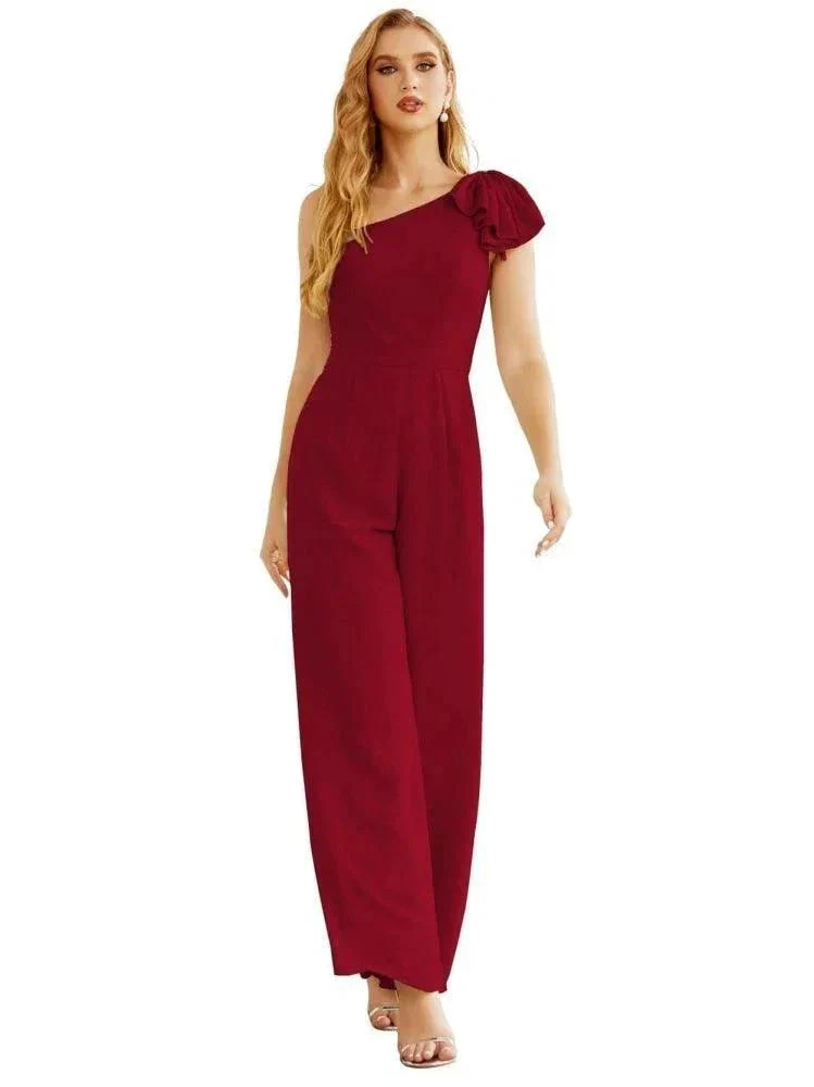Women's One Shoulder Chiffon Long Jumpsuit Formal Evening Dress Long Bridesmaid Dresses Pants Wedding Party SEA28034 - Image 42