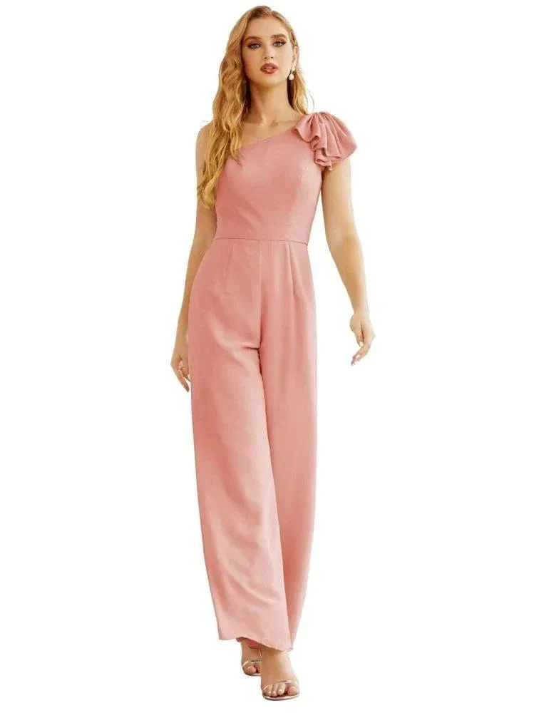 Women's One Shoulder Chiffon Long Jumpsuit Formal Evening Dress Long Bridesmaid Dresses Pants Wedding Party SEA28034 - Image 6