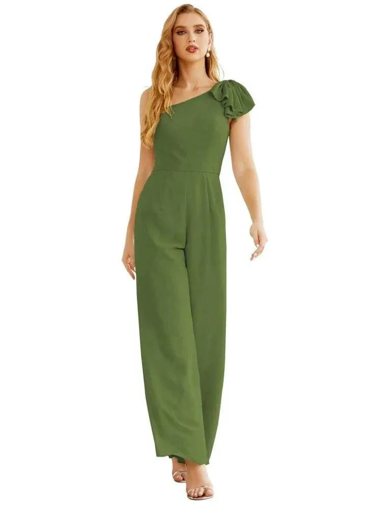 Women's One Shoulder Chiffon Long Jumpsuit Formal Evening Dress Long Bridesmaid Dresses Pants Wedding Party SEA28034 - Image 7