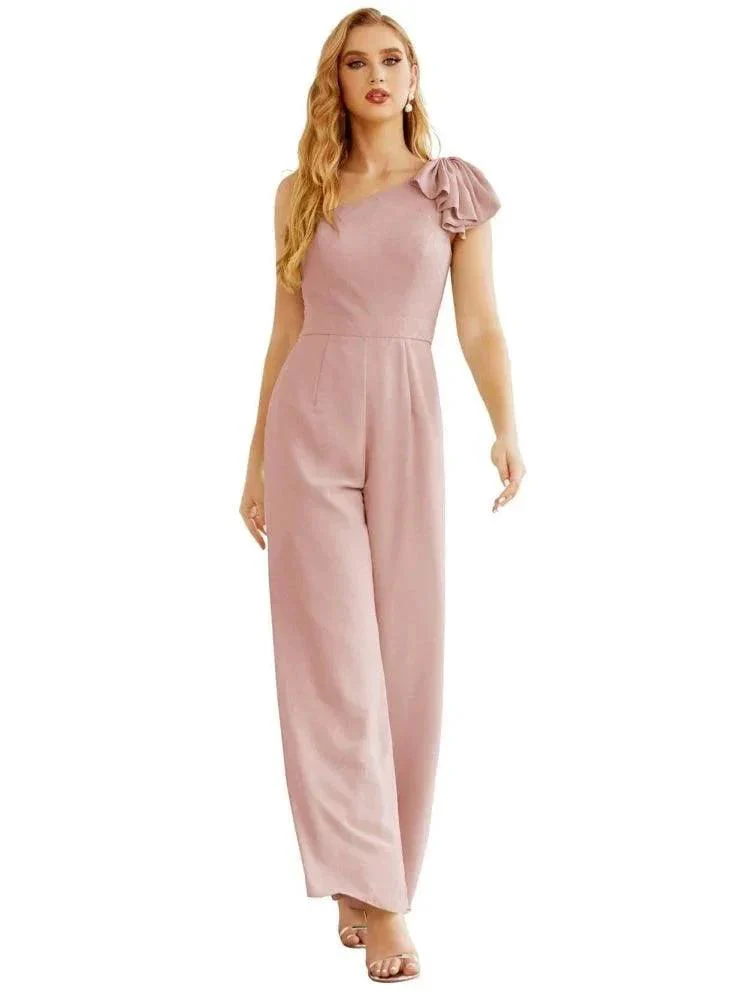 Women's One Shoulder Chiffon Long Jumpsuit Formal Evening Dress Long Bridesmaid Dresses Pants Wedding Party SEA28034 - Image 9