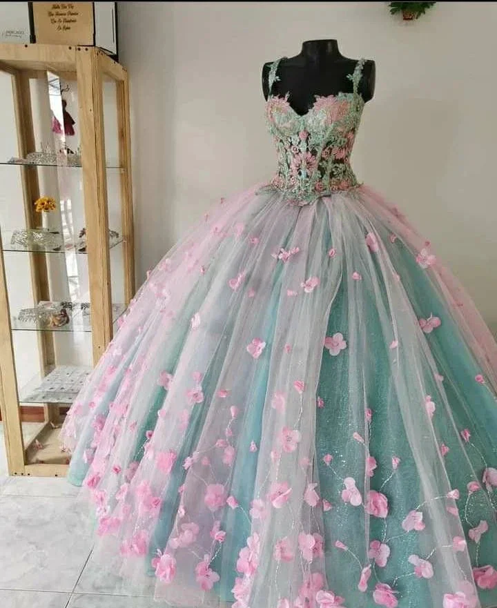 Women's Quinceanera Ball Gown Application Prom Formal Evening Party Gowns for Sweet 15 16 Y2643 - Image 2