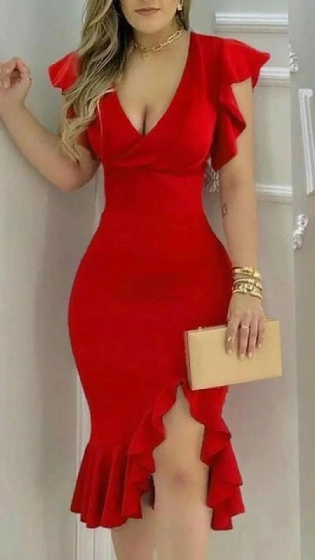 Women Sexy Red Dress Red Homecoming Dress Y5506 - Image 2