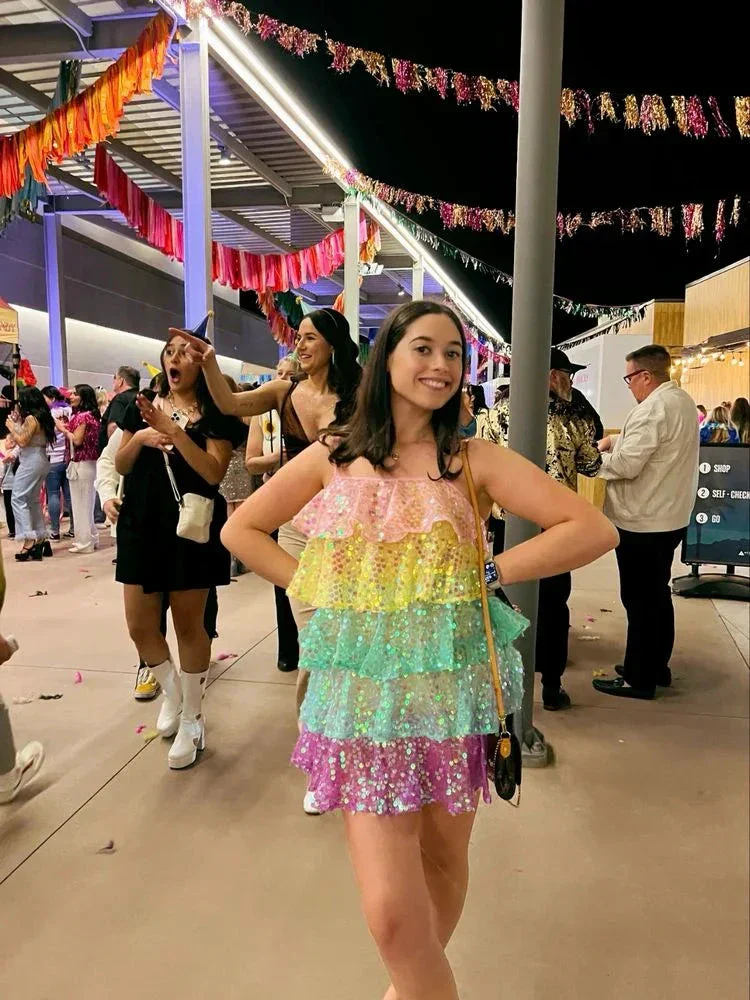 Women Shiny Sequin Sparkle Homecoming Dress Sleeveless Glitter Layered Rainbow Ruffle Dress Party Club Night Dress Y2475 - Image 3
