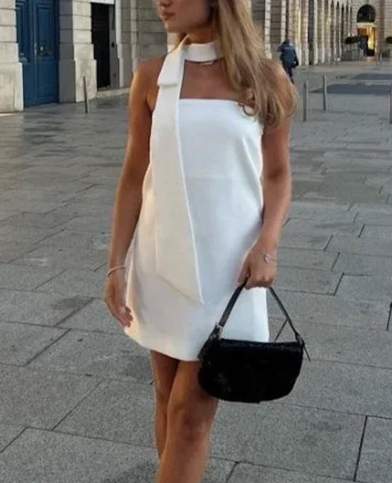 Women's White Strapless Mini Dress White Short Homecoming Dress Y1999 - Image 6