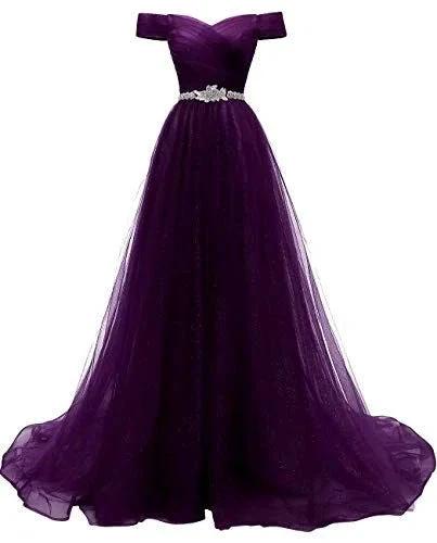 Women's A-line Tulle Prom Dresses Off the Shoulder Formal Evening Dress  Y877 - Image 2