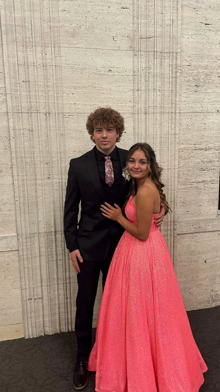 Women's Asymmetric Straps Sequins Long Prom Dress With Pockets Generous Evening Gown Y312 - Image 5