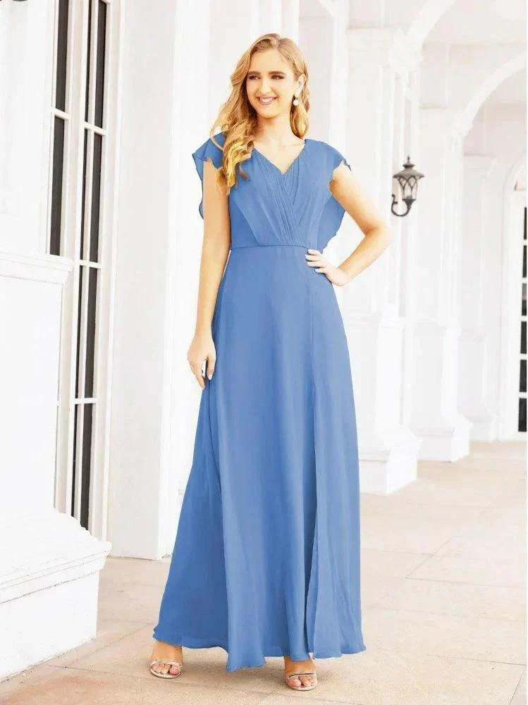 Women's Bridesmaid Dresses Chiffon Cape Formal Evening Party Prom Dress Open Back Gowns for Wedding Guests SEA28058 - Image 10