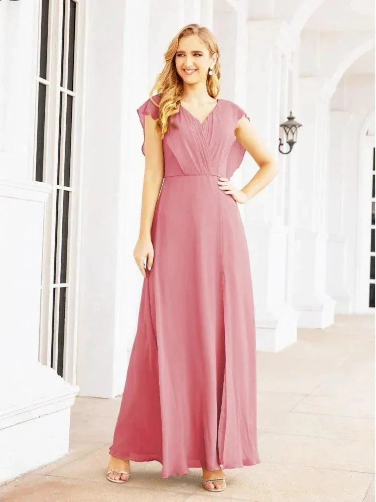 Women's Bridesmaid Dresses Chiffon Cape Formal Evening Party Prom Dress Open Back Gowns for Wedding Guests SEA28058 - Image 11