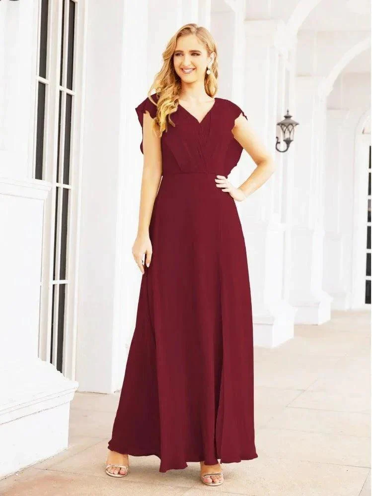 Women's Bridesmaid Dresses Chiffon Cape Formal Evening Party Prom Dress Open Back Gowns for Wedding Guests SEA28058 - Image 12