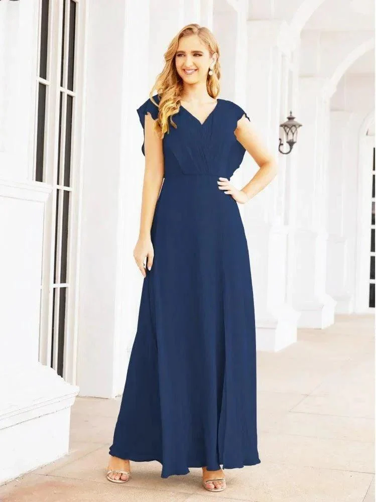 Women's Bridesmaid Dresses Chiffon Cape Formal Evening Party Prom Dress Open Back Gowns for Wedding Guests SEA28058 - Image 13