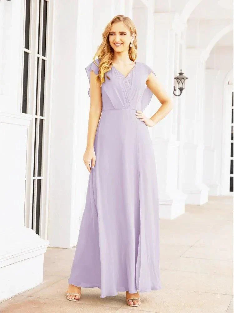 Women's Bridesmaid Dresses Chiffon Cape Formal Evening Party Prom Dress Open Back Gowns for Wedding Guests SEA28058 - Image 14