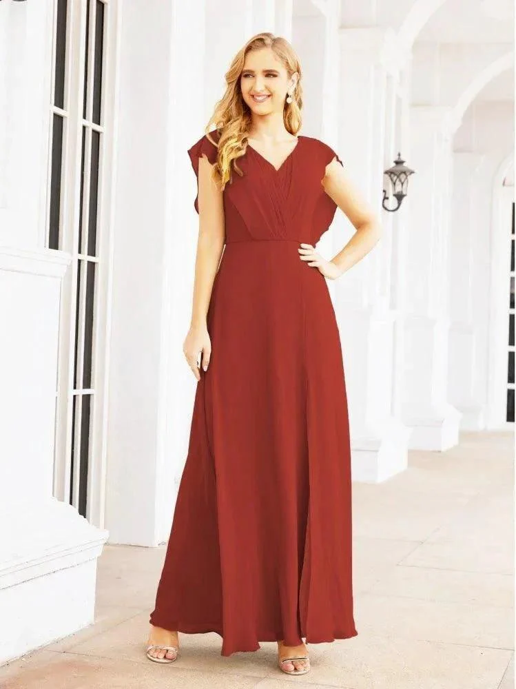 Women's Bridesmaid Dresses Chiffon Cape Formal Evening Party Prom Dress Open Back Gowns for Wedding Guests SEA28058 - Image 19