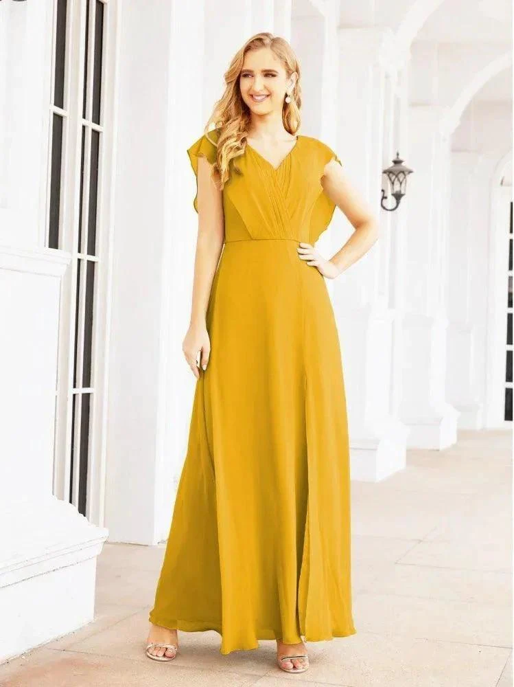 Women's Bridesmaid Dresses Chiffon Cape Formal Evening Party Prom Dress Open Back Gowns for Wedding Guests SEA28058 - Image 2