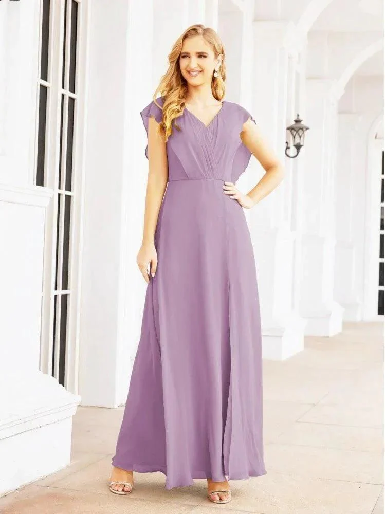 Women's Bridesmaid Dresses Chiffon Cape Formal Evening Party Prom Dress Open Back Gowns for Wedding Guests SEA28058 - Image 21