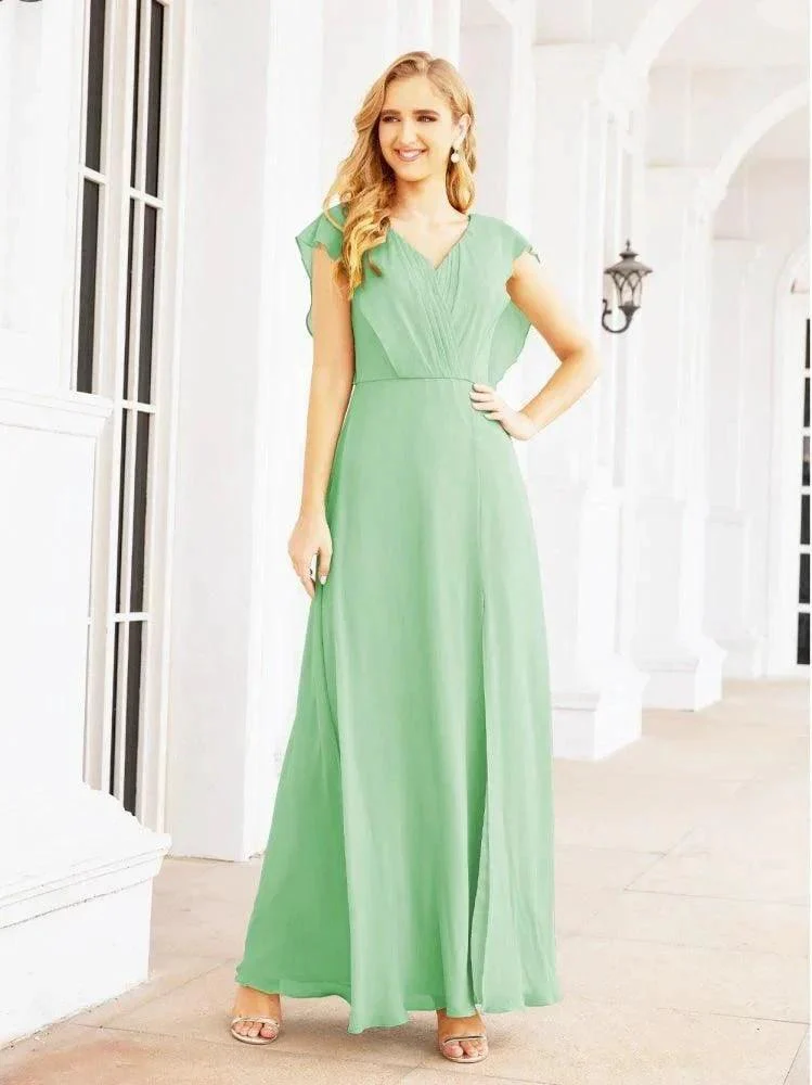 Women's Bridesmaid Dresses Chiffon Cape Formal Evening Party Prom Dress Open Back Gowns for Wedding Guests SEA28058 - Image 22