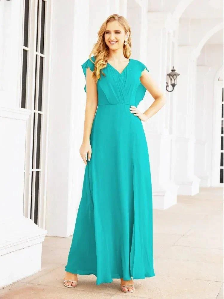 Women's Bridesmaid Dresses Chiffon Cape Formal Evening Party Prom Dress Open Back Gowns for Wedding Guests SEA28058 - Image 23