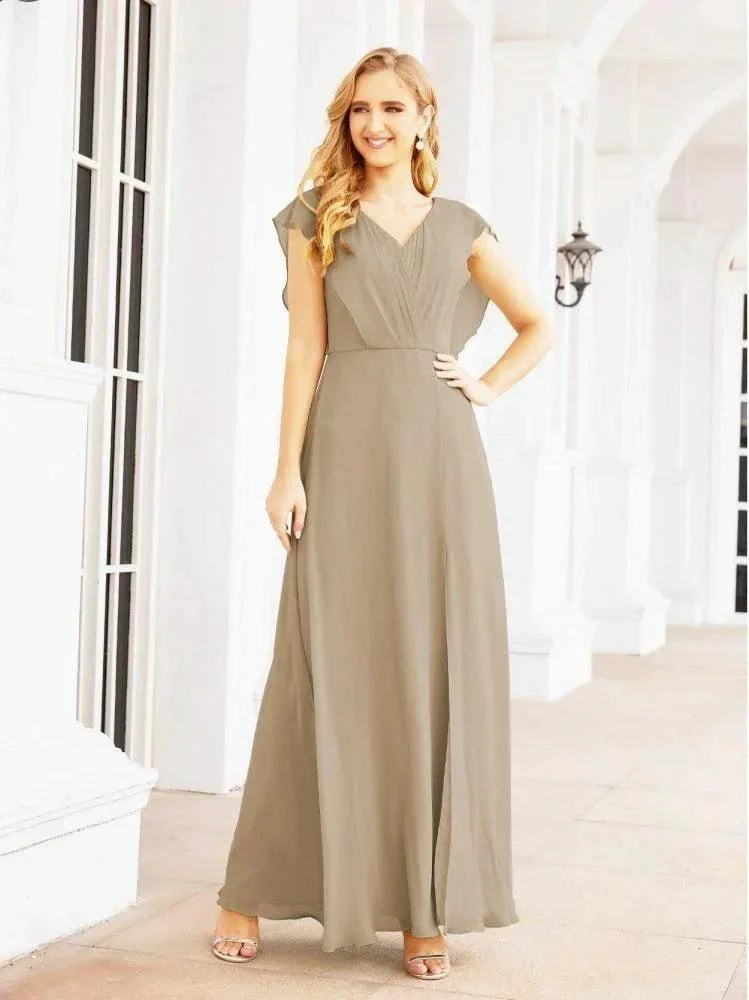 Women's Bridesmaid Dresses Chiffon Cape Formal Evening Party Prom Dress Open Back Gowns for Wedding Guests SEA28058 - Image 24