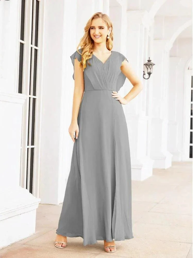 Women's Bridesmaid Dresses Chiffon Cape Formal Evening Party Prom Dress Open Back Gowns for Wedding Guests SEA28058 - Image 25