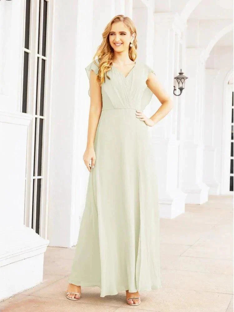 Women's Bridesmaid Dresses Chiffon Cape Formal Evening Party Prom Dress Open Back Gowns for Wedding Guests SEA28058 - Image 26