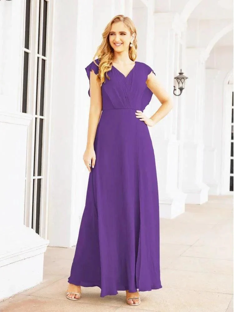 Women's Bridesmaid Dresses Chiffon Cape Formal Evening Party Prom Dress Open Back Gowns for Wedding Guests SEA28058 - Image 28